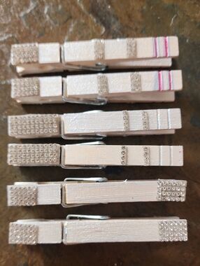 Set Of Six Hand Painted Clothespins With Bling. OS